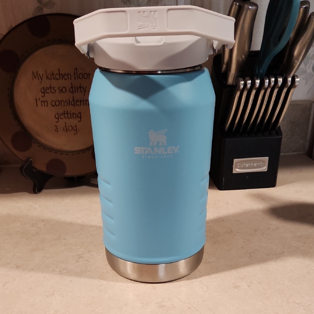 Stanley Light Blue Travel Vacuum Mug with White Handle